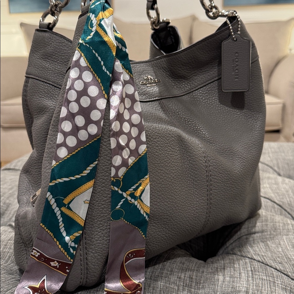 Coach Bag Lexy Gray Leather Shoulder Bag - Picture 3 of 17